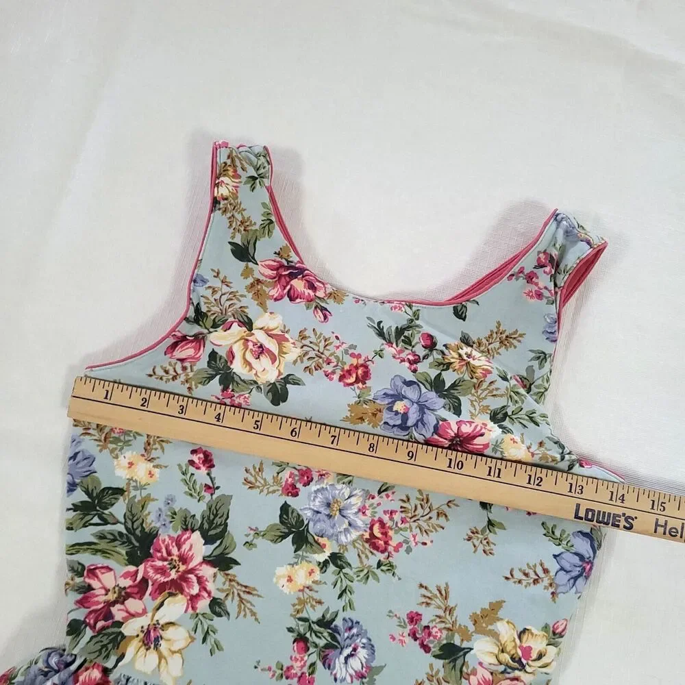 polo Ralph Lauren Floral Sundress L Blue Peep Hole Back Shabby cottage Chic‎